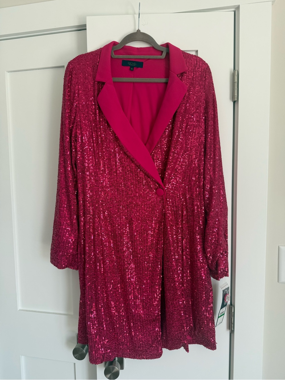 RACHEL Rachel Roy Hot Pink Sequin Midi Dress Jacket